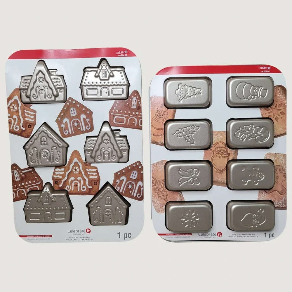 Celebrate It Christmas Non-Stick Cookie & Mini Loaf Pan Gingerbread House NEW